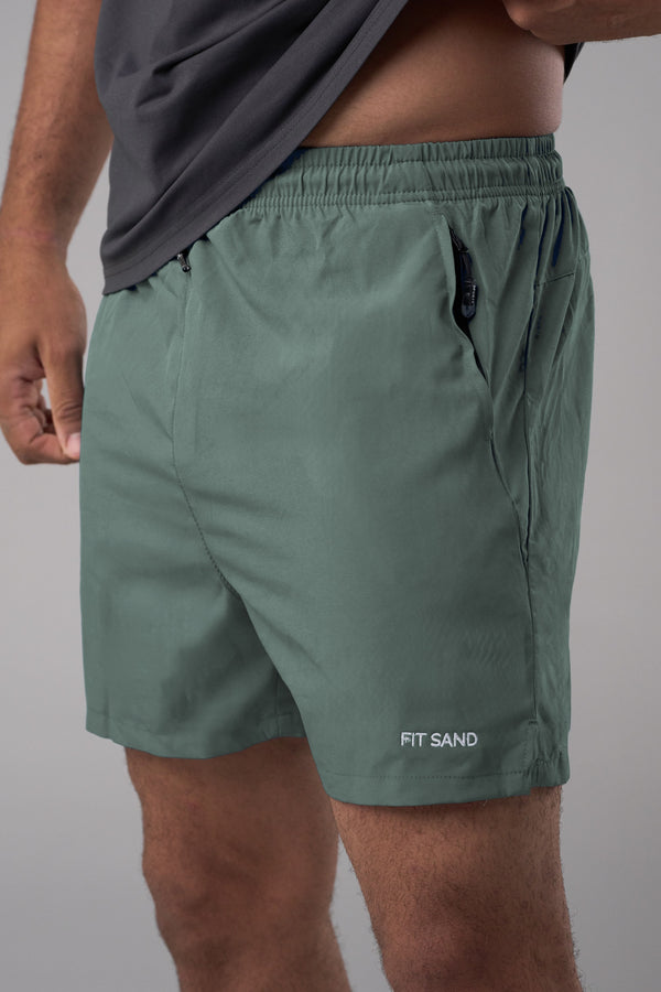 Zipper Shorts Verde Olivo